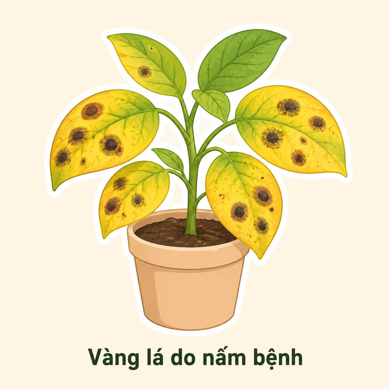 vàng lá do nấm bệnh